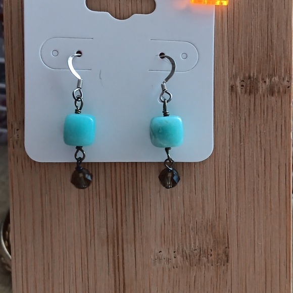 Silver Tone Beaded Drop Hook Earrings - Picture 5 of 5